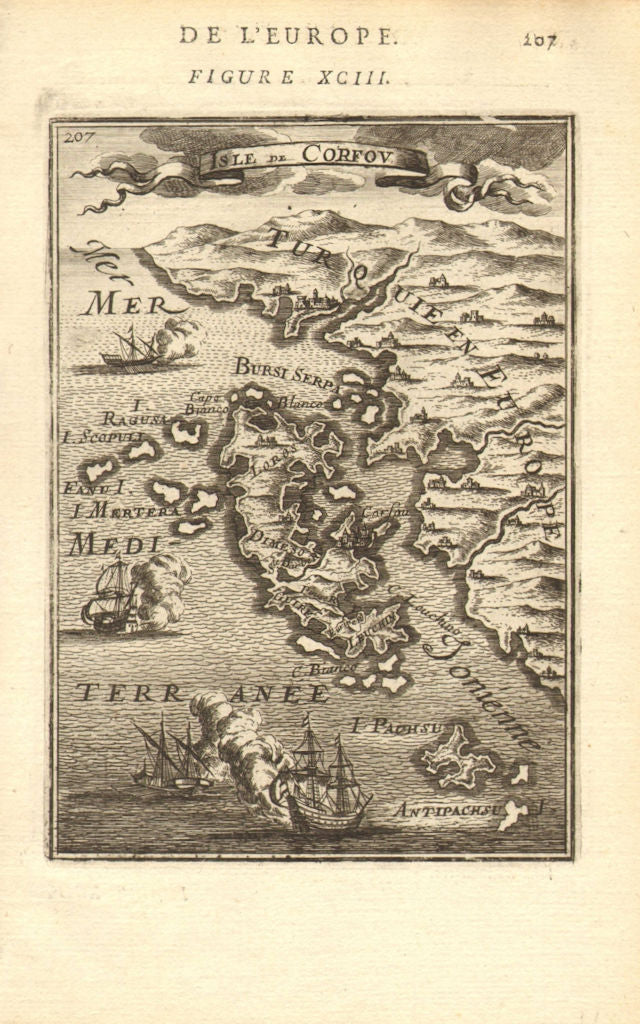 IONIAN ISLANDS. Corfu/Kerkyra Κέρκυρα Paxos Antipaxos. Greece. MALLET 1683 map